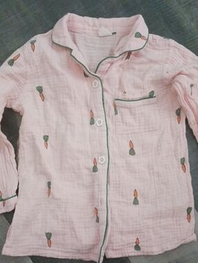 Pink Carrot-Print Kids Pajama Top